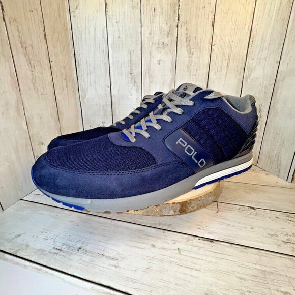 Polo Ralph Lauren Laxman Tech Suede Sneaker Mens Size 15D Navy Blue - Picture 1 of 7